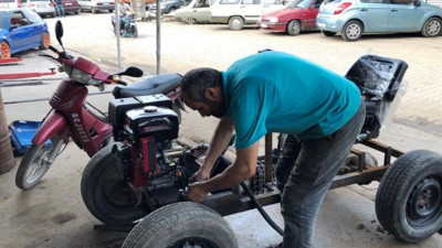 Jeneratör motoruyla tarım aracı yaptı