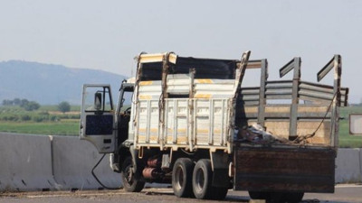 Arı kovanı yüklü kamyon ineğe çarptı