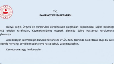 Bakırköy’de sahra hastanesi kuruluyor
