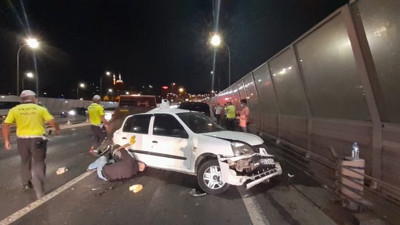 Haliç Köprüsü'nde zincirleme kaza! Kamyon otomobile çarptı