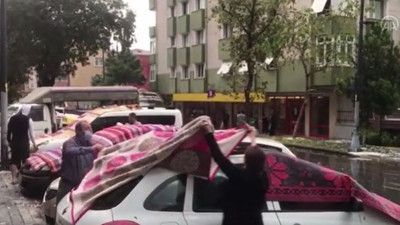 Sağanak yağışa battaniyeli önlem