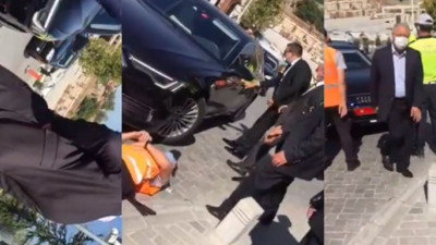 MHP'li vekil Erkan Haberal'ın şoförünün belediye personeline çarptığı anlar kameralara yansıdı