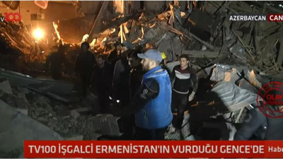 A Haber ve NTV'den emek hırsızlığı. TV100'ün Gence'de çektiği özel görüntüleri TV100 logosunu kapatarak yayınladılar