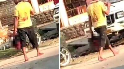 Karısı poşete sarıp karakola bıraktı. Sakince yolda yürüdü