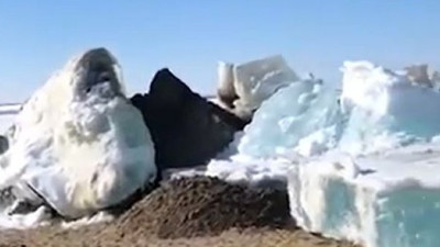 İnanması zor ama buzlar karaya çıkıp böyle yürüdü