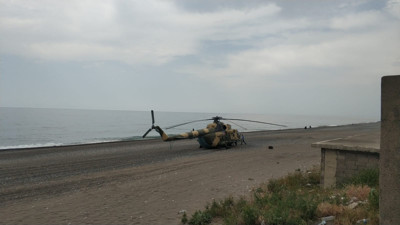 Askeri helikopter Giresun sahiline acil iniş yaptı
