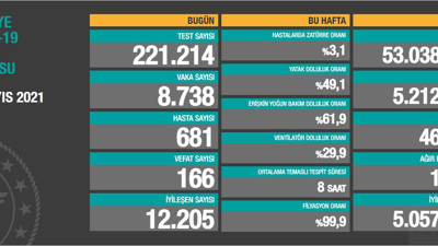 Virüste vaka sayısı 8 bin 738 oldu. Vefat sayıları çok yüksek