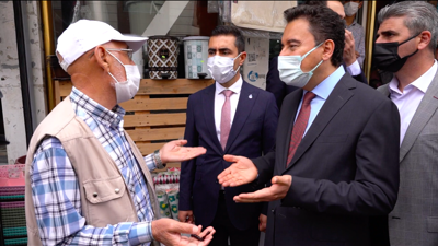 Babacan esnaf ziyaretinde ''75 yaşındayım böyle bir dönem görmedim'' sözleriyle karşılandı