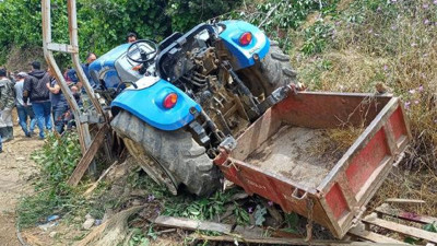 Şarampole devrilen traktörün sürücüsü hayatını kaybetti