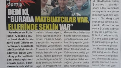 Yeniçağ'ın haberi Azerbaycan Polis Gazetesi’nde de haber oldu
