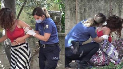 Polis güçlükle ikna etti. Apartman bahçesinde bu halde bulundu