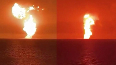 Hazar Denizi'nin ortasında alevler yükseldi