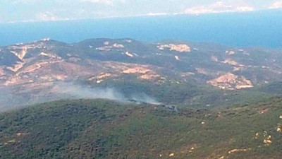 Foça'da orman ve makilik alanda yangını