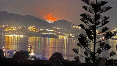 Bodrum'da makilik ve otluk alanda yangın