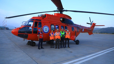 Muğla Büyükşehir Belediyesi 4.5 ton su kapasiteli helikopteri Muğla’ya getirdi