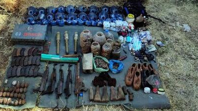 PKK'lı teröristlere ait silah, mühimmat ve el bombası ele geçti