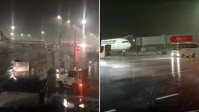 İstanbul Havalimanı'nda korkutan görüntüler