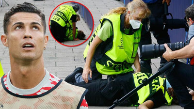 Ronaldo'nun şutu kadın güvenlik görevlisini bayılttı