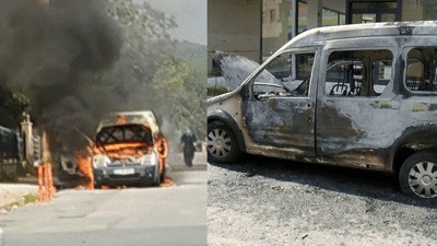 Araç seyir halindeyken alev aldı