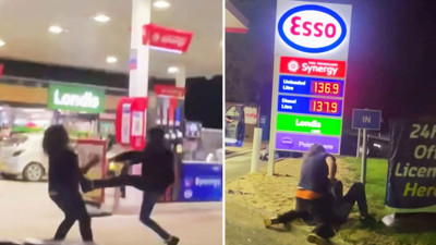 Benzin için tekme tokat birbirlerine girdiler