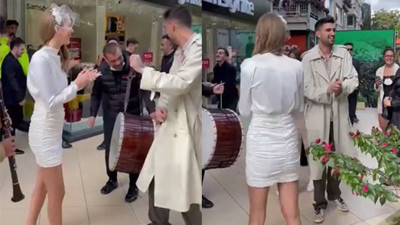 Bağdat Caddesi'nden davulla zurnayla gelin aldı