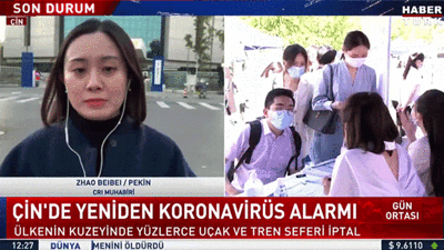 Çinli muhabir Çin'den Türkçe bildirdi. Canlı yayında korkutan gelişmeyi aktardı