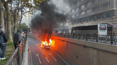 Öğrenci servis minibüsünde yangın