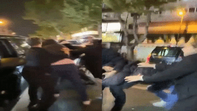 Yol ortasında tekme tokat kavga