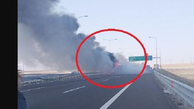 Lastiği patladı alev topuna döndü