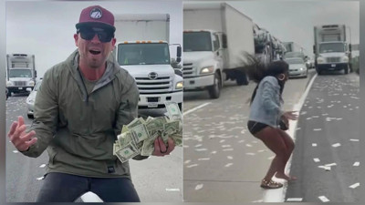 Zırhlı aracın arka kapısı açıldı bankanın bütün parası otobana yayıldı