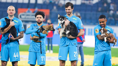 Rus takımı Zenit'ten alkış alan hareket! Sahipsiz köpeklerle sahaya çıktılar herkes takdir etti