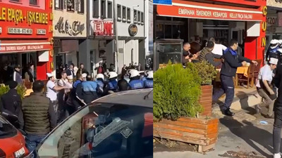 Zabıta ile esnafın saksı kavgasında yumruklar tekmeler havada uçuştu