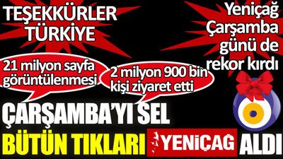 Yeniçağ Gazetesi Çarşamba günü de rekor kırdı! 2 milyon 900 kişi ziyaret etti. Teşekkürler Türkiye