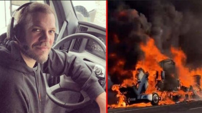 Türk oyuncunun TIR'ı alev alev yandı