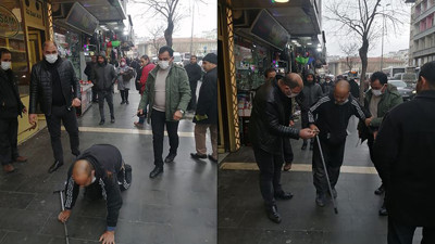 ‘Engelli’ dilenci zabıtayı görünce ayağa kalktı. Sürünme numarası tutmadı