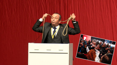 Başkana kürsüden idam ipi attı. Taksicilerin genel kurulunda yumruklar konuştu