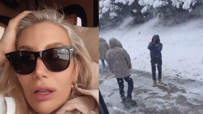 İrem Derici kar yağışı yüzünden mahsur kaldı