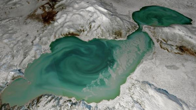 Eğirdir Gölü'nün uydu görüntülerinde buz tutmaya başladığı görüldü