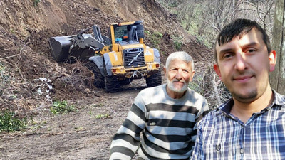 Baba ve oğlu heyelandan son anda kurtuldu