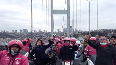 Direnişe geçmişlerdi. Yemeksepeti işçileri Boğaz'a dayandı!