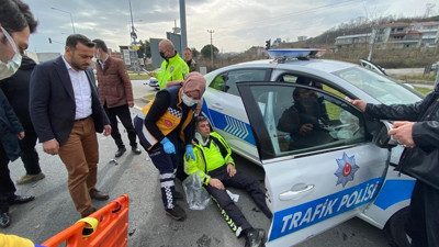 Polis aracı ile otomobil çarpıştı. 2 yaralı