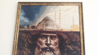 Kristal taşlardan tablo yaptı!