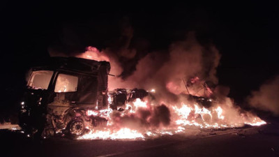 TIR alev alev yandı