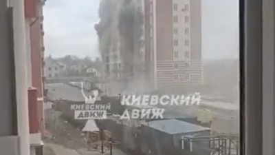 Kiev'in banliyösünde apartman böyle vuruldu