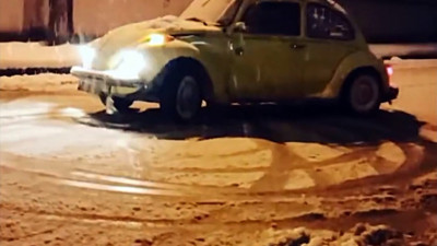 Karda 'tosbağa'lı drifte ceza yağdı