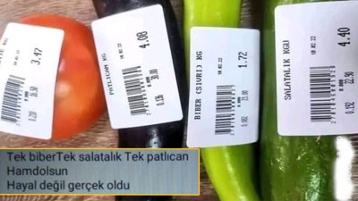 Tek biber tek domates tek patlıcan tek salatalık eşittir 13 lira 67 kuruş