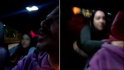 Direksiyon başındaki taksiciye kadın yolcu tekmesi