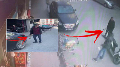 Baltayı kaptı motosiklet sürücüsünün üzerine yürüdü