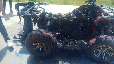 Seyir halindeki ATV alev alev yandı