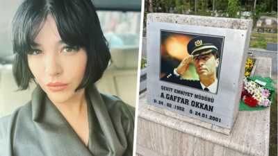 Oyuncu Gonca Vuslateri, akrabası şehit Emniyet Müdürü Ali Gaffar Okkan’ı mezarı başında andı